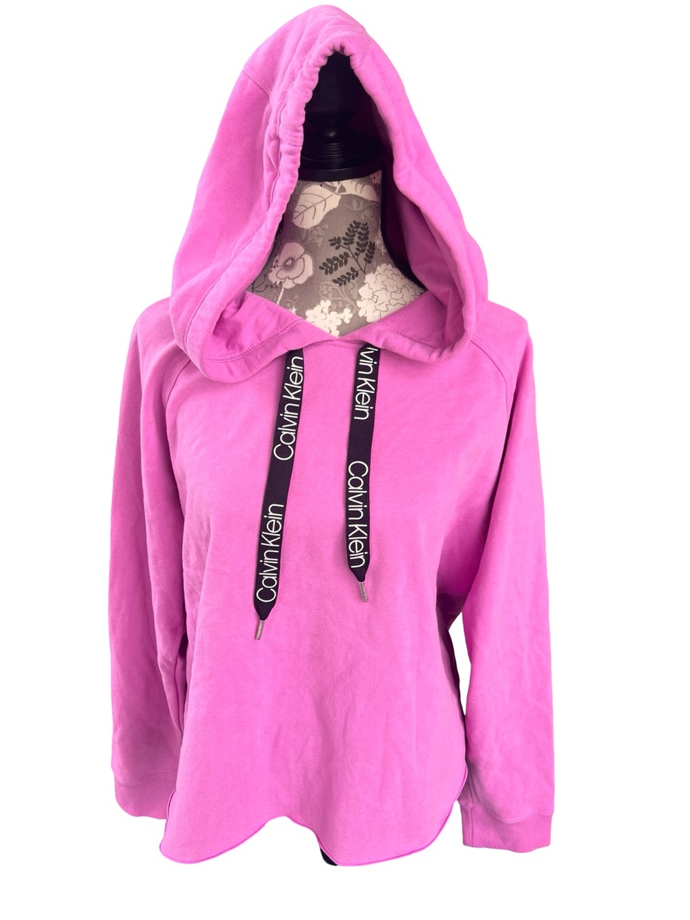 XXL Calvin Klein Pink Logo Pullover Hoodie Womens  Fleece Drawstring